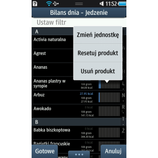 Slim lista produktów