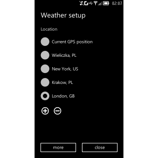 Weather app locations list